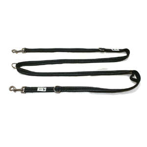 Multi Dog Lead - Nylon w/Reflective Stitching - Double Clip ,Coupler, Waist Belt, Short/Long, Quicktie - Moondidley Pets 25mm Black