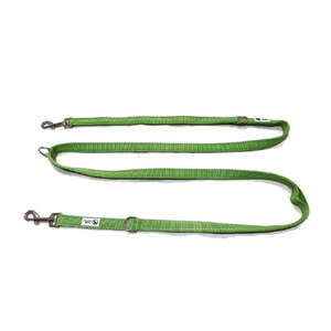 Multi Dog Lead - Nylon w/Reflective Stitching - Double Clip ,Coupler, Waist Belt, Short/Long, Quicktie - Moondidley Pets 25mm Green