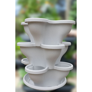 Single 3 Tier Extra Large Verandah Planter - Stone White