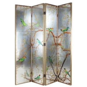 EXOTIC MELODIES MIRROR BIRD DRESSING SCREEN/ROOM DIVIDER