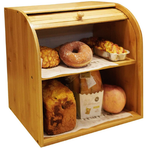 Bamboo Bread Storage Box - 2 Compartment Sections