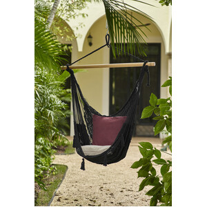 Mayan Legacy Extra Large Outdoor Cotton Mexican Hammock Chair in Black Colour