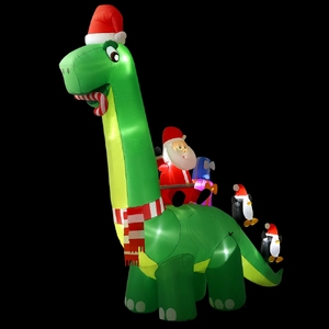 Christmas Inflatable Santa Dinosaur 3.8M Illuminated Decorations