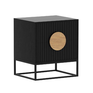 Silvia Bedside Table with 2 Drawers - Black