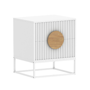 Silvia Bedside Table with 2 Drawers - White