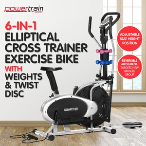 Powertrain 6-in-1 Elliptical Cross Trainer Bike with Weights and Twist Disc