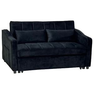 Sarantino Fenton Velvet 2-Seater Sofa Bed - Black