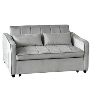 Sarantino Fenton Velvet 2-Seater Sofa Bed - Light Grey