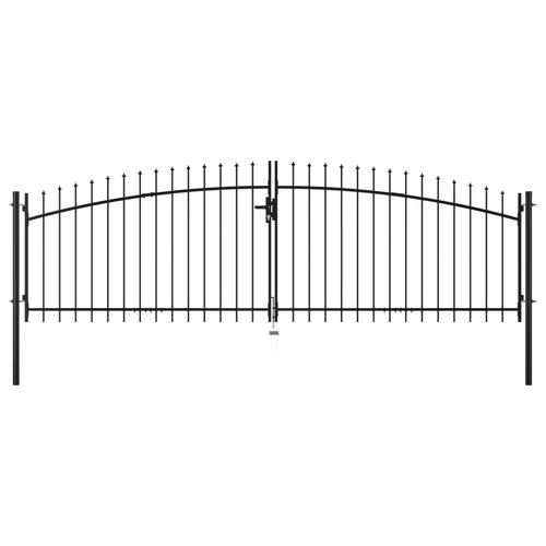 Double Door Fence Gate with Spear Top 400x150 cm