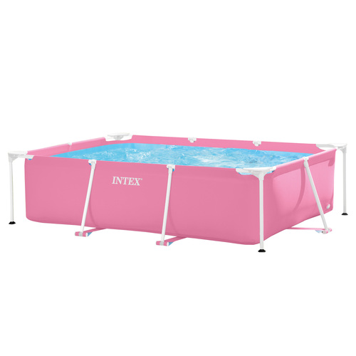 Intex Rectangular Metal Frame Pool 220 x 150cm - Pink