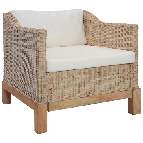 Armchair with Cushions Natural Rattan