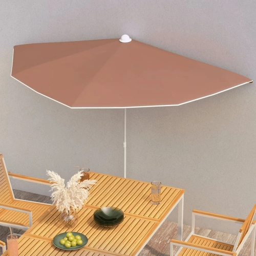 Garden Half Parasol with Pole 180x90 cm Terracotta