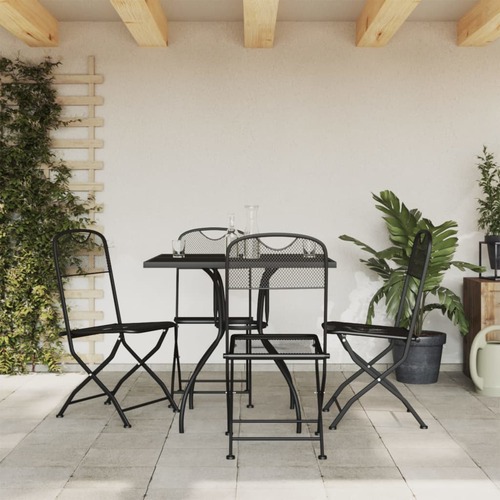 5 Piece Garden Dining Set Anthracite Metal Mesh