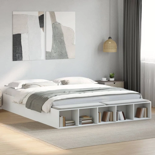 Bed Frame without Mattress White 183x203 cm King