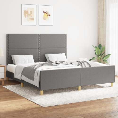 Bed Frame without Mattress Dark Grey 152x203 cm Queen Fabric