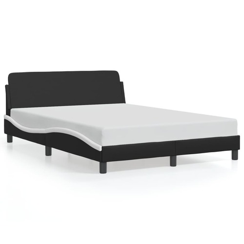 Bed Frame without Mattress Black and White 137x187 cm Double Faux Leather