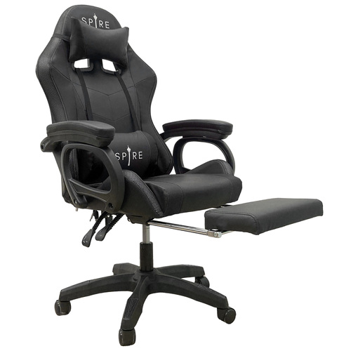 Spire Onyx LED Massage Gaming Chair - Black