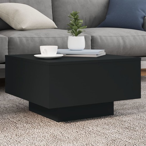 Coffee Table with LED Lights Black 55x55x31 cm