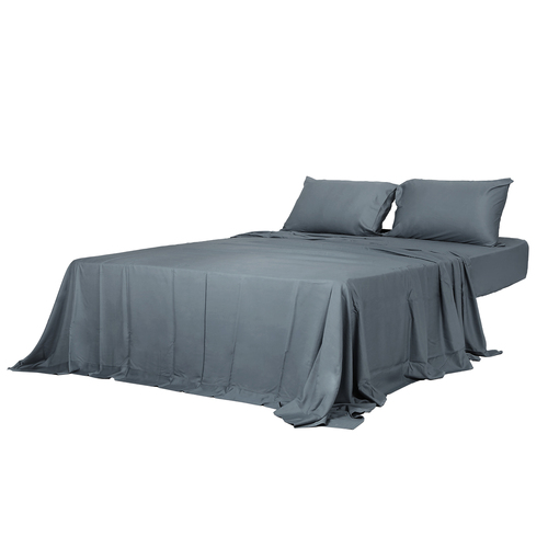  4pcs King Size 100% Bamboo Bed Sheet Set in Charcoal Colour