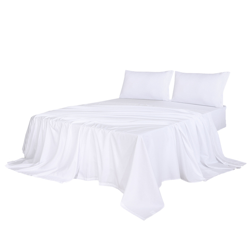  4pcs King Size 100% Bamboo Bed Sheet Set in White Colour