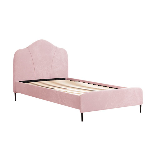 Bed Frame King Single Size Velvet Pink