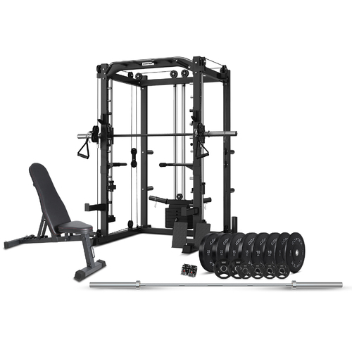 SM20 Smith Station with 130kg Olympic Bumper V2 Weight, Bar and Bench Set