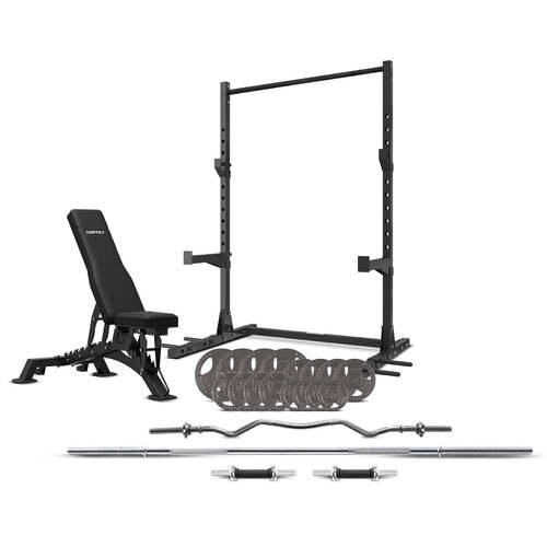 CORTEX SR3 Squat Rack with 90kg Standard Tri-Grip Weight, Bar and Bench Set