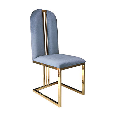 Fancy 2x Dining Chair Stainless Gold Frame & Seat Blue Fabric (SH019)