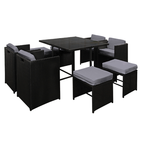 9 Piece Wicker Outdoor Dining Set