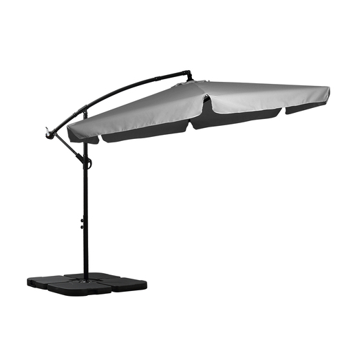 3M Patio Outdoor Umbrella Cantilever With Base Stand