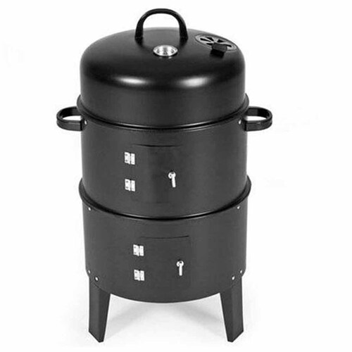  3 In 1 Barbecue Smoker Outdoor Charcoal BBQ Grill Camping Picnic Fishing