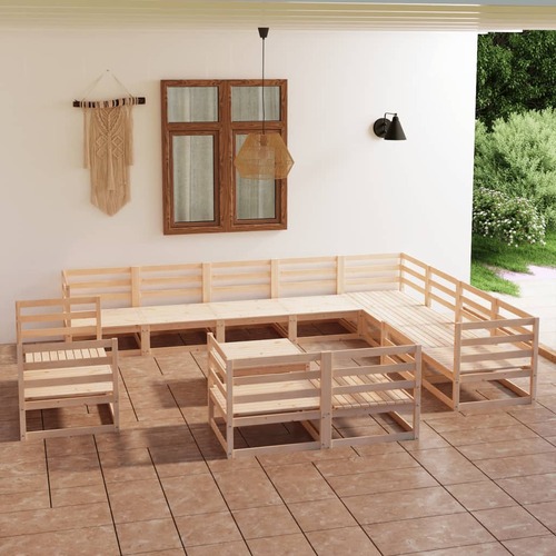 13 Piece Garden Lounge Set Solid Pinewood