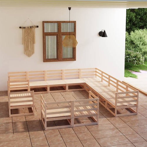 13 Piece Garden Lounge Set Solid Pinewood