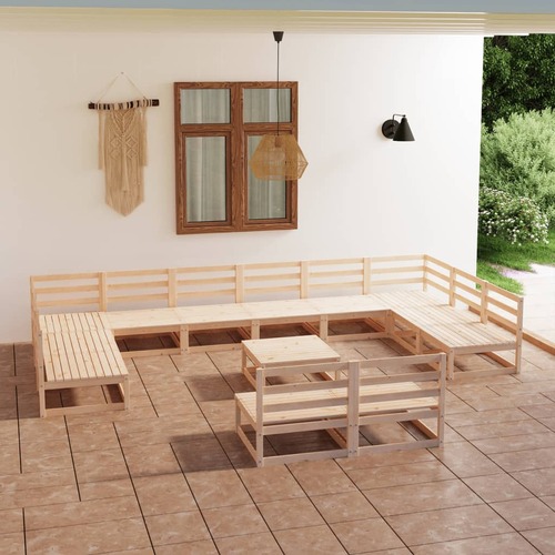 13 Piece Garden Lounge Set Solid Pinewood