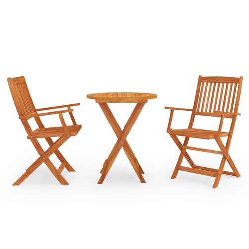 3 Piece Folding Outdoor Dining Set Solid Eucalyptus Wood