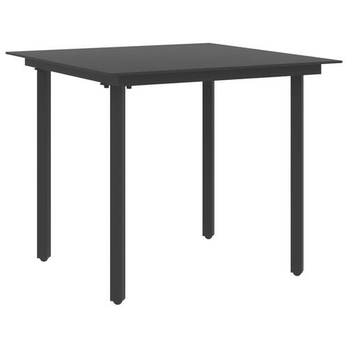 Garden Dining Table Black Steel and Glass