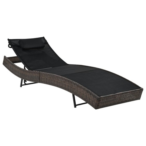 Sun Lounger with Pillow Poly Rattan