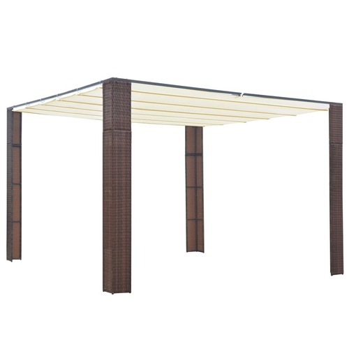 Gazebo with Roof Poly Rattan