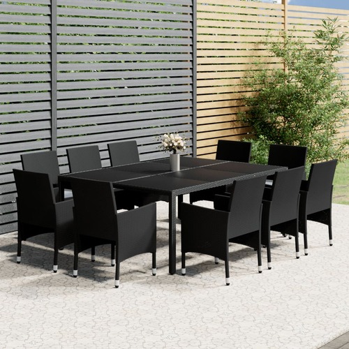 11 Piece Garden Dining Set Poly Rattan