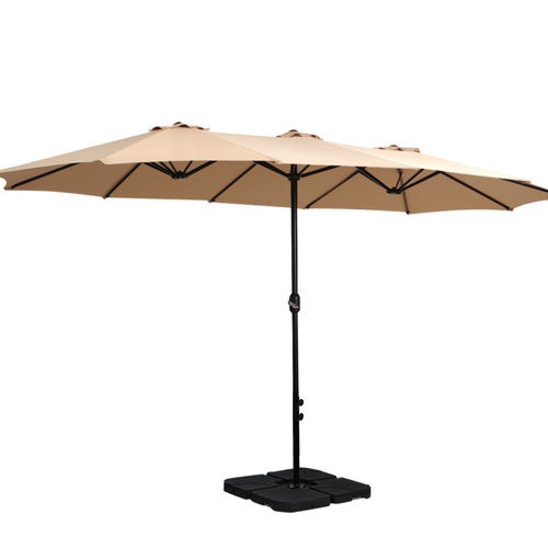 Outdoor Umbrella Beach Twin Base Stand Garden Sun Shade 4.57m