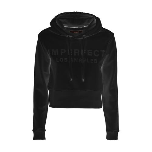 Black Logo Rhinestone Hoodie for Women