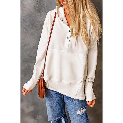 Azura Exchange Batwing Sleeve Henley Hoodie with Pockets