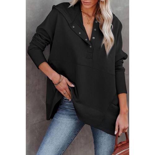 Azura Exchange Batwing Sleeve Hoodie with Pocketed Henley