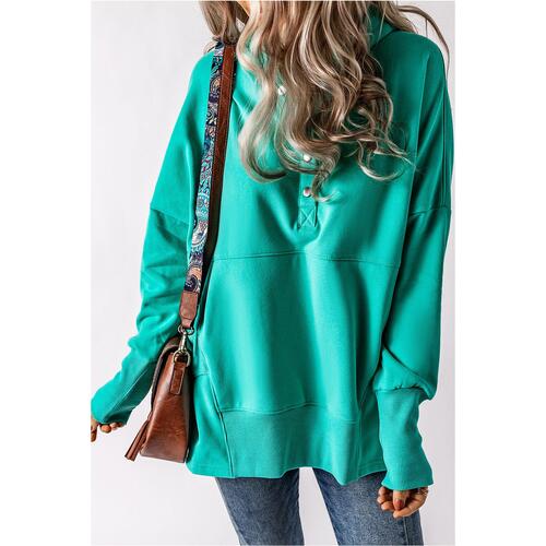 Azura Exchange Batwing Sleeve Pocketed Henley Hoodie