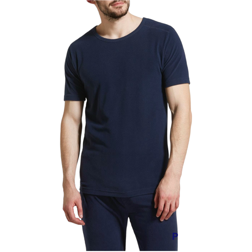 Mens Thermal Short Sleeve Top Microfleece Baselayer Underwear T Shirt - Navy