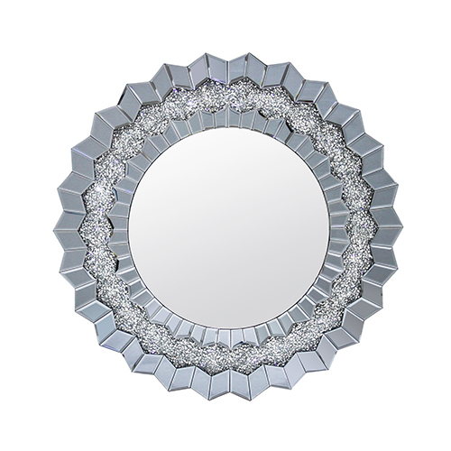 Wall Mirror Sparkling Crush Crystal MDF Silver And Grey