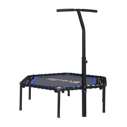 Everfit 48inch Hexagon Fitness Trampoline Rebounder Adjustable Handrail Blue