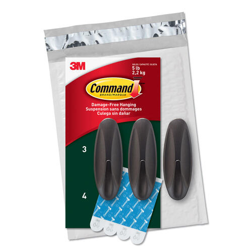 Command Outdoor Metallic Bronze Value Pack, 3 Hooks and 4 Strips, AW083BZ-3NA