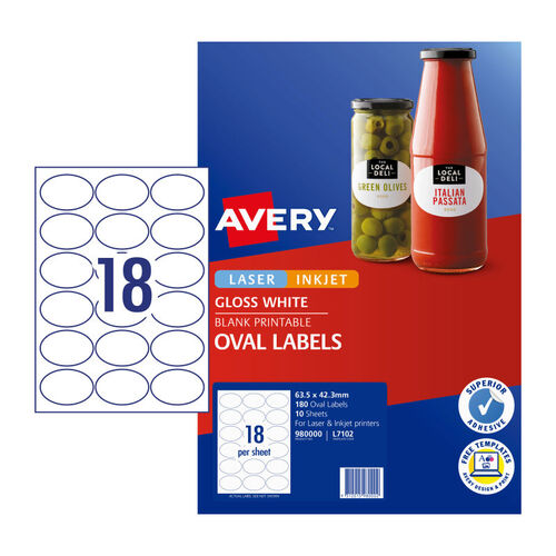 AVERY Label Oval L7102 18Up Pack of 10