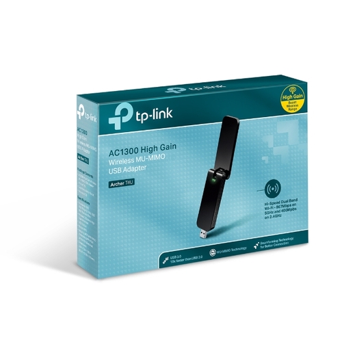 TP-LINK Archer T4U AC1300 Wireless Dual Band USB Adapter 2.4GHz (400Mbps) 5GHz (867Mbps) 1xUSB3 802.11ac Omni Directional Antenna WPS button USB Ext C